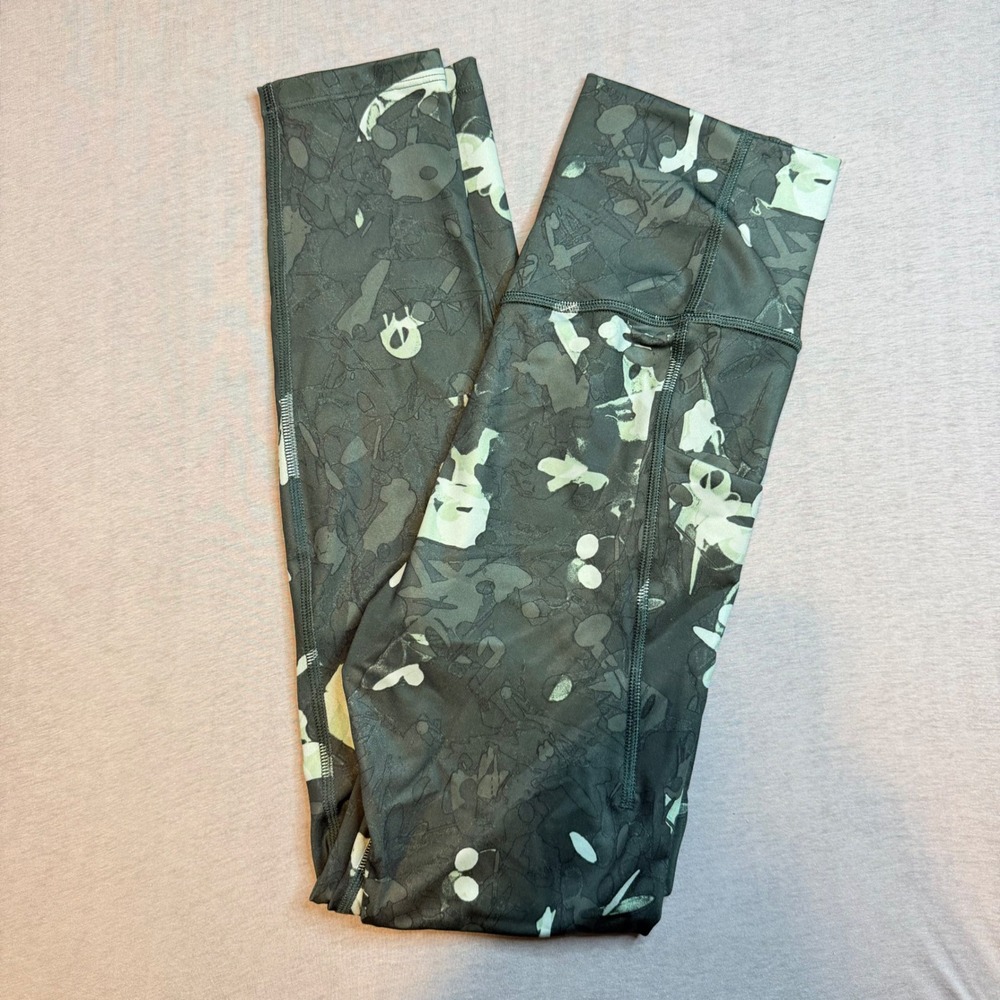 NEW The North Face Womens Motivation High Rise 7/8 Pocket Tight Green Print S